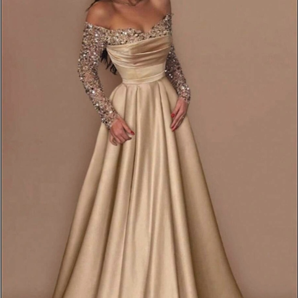 Women's Elegant Sexy Sequin Long Sleeve Evening Dress